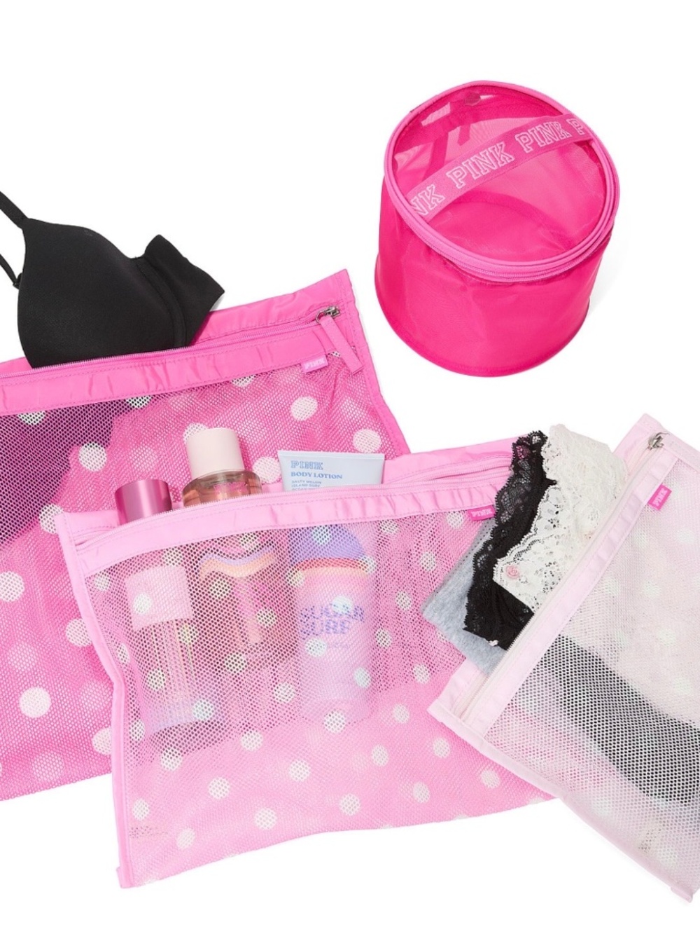 PINK Victoria’s Secret 4-Piece Delicates Wash Bag Set NWT